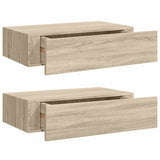 Wall-mounted Drawer Shelves 2 pcs Oak 40x23.5x10cm MDF