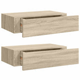 Wall-mounted Drawer Shelves 2 pcs Oak 40x23.5x10cm MDF - Front View