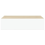 Wall-mounted Drawer Shelf Oak and White 40x23.5x10cm MDF
