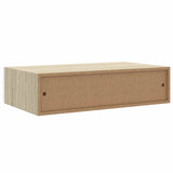 Wall-mounted Drawer Shelf Oak and White 40x23.5x10cm MDF - Low Angle