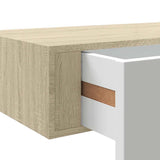 Wall-mounted Drawer Shelf Oak and White 40x23.5x10cm MDF