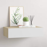 Wall-mounted Drawer Shelf Oak and White 40x23.5x10cm MDF