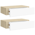 Wall Drawer Shelves 2 pcs Oak and White 40x23.5x10cm MDF