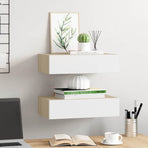 Wall Drawer Shelves 2 pcs Oak and White 40x23.5x10cm MDF