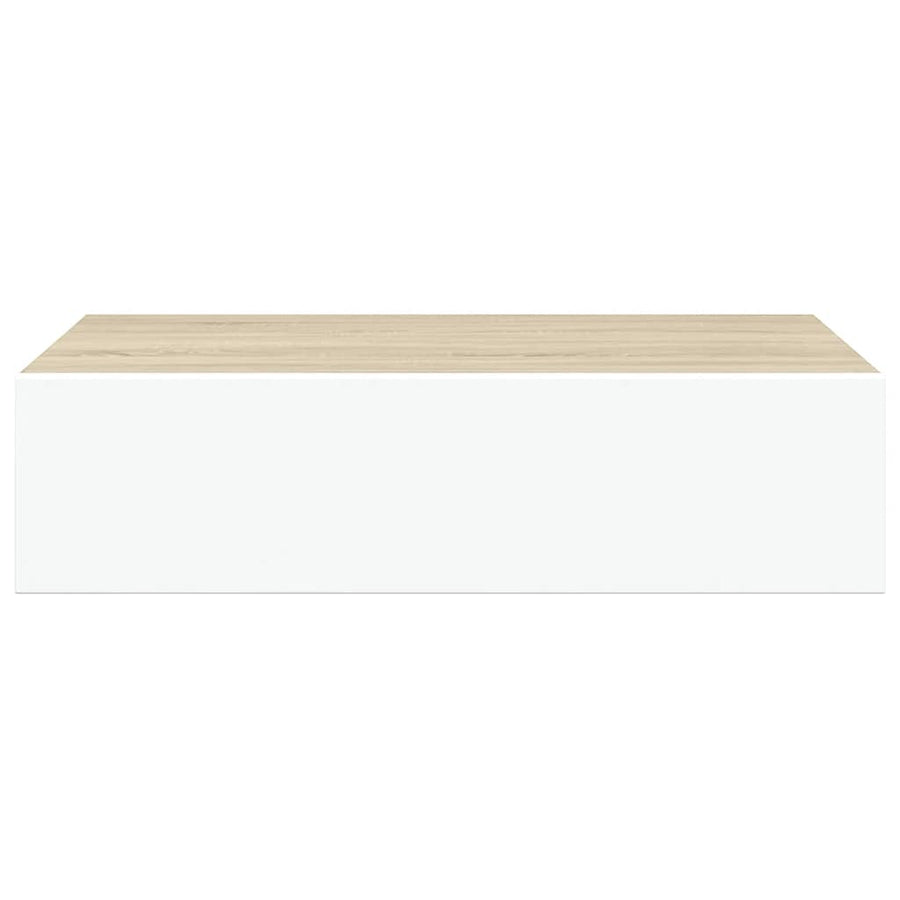 Wall Drawer Shelves 2 pcs Oak and White 40x23.5x10cm MDF