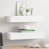 Wall-mounted Drawer Shelves 2 pcs White 60x23.5x10cm MDF - Side View