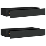 Wall-mounted Drawer Shelves 2 pcs Black 60x23.5x10cm MDF