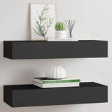 Wall-mounted Drawer Shelves 2 pcs Black 60x23.5x10cm MDF