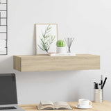 Wall-mounted Drawer Shelf Oak 60x23.5x10cm MDF - Side View