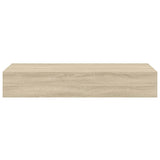 Wall-mounted Drawer Shelf Oak 60x23.5x10cm MDF - Rear View