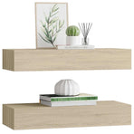 Wall-mounted Drawer Shelves 2 pcs Oak 60x23.5x10cm MDF