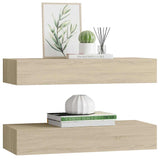 Wall-mounted Drawer Shelves 2 pcs Oak 60x23.5x10cm MDF - Top-Down View