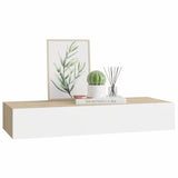 Wall-mounted Drawer Shelf Oak and White 60x23.5x10cm MDF - Top-Down View