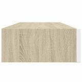 Wall-mounted Drawer Shelf Oak and White 60x23.5x10cm MDF