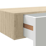 Wall-mounted Drawer Shelf Oak and White 60x23.5x10cm MDF