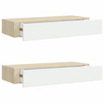 Wall Drawer Shelves 2 pcs Oak and White 60x23.5x10cm MDF