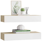 Wall Drawer Shelves 2 pcs Oak and White 60x23.5x10cm MDF