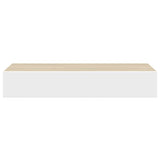 Wall Drawer Shelves 2 pcs Oak and White 60x23.5x10cm MDF