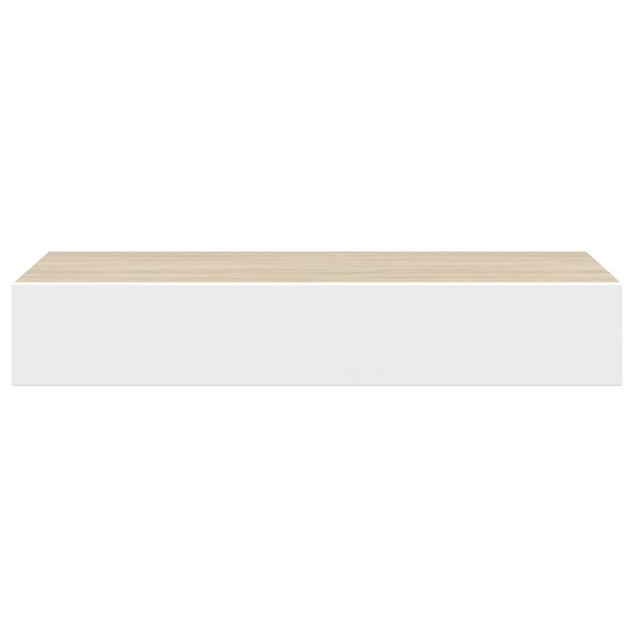 Wall Drawer Shelves 2 pcs Oak and White 60x23.5x10cm MDF