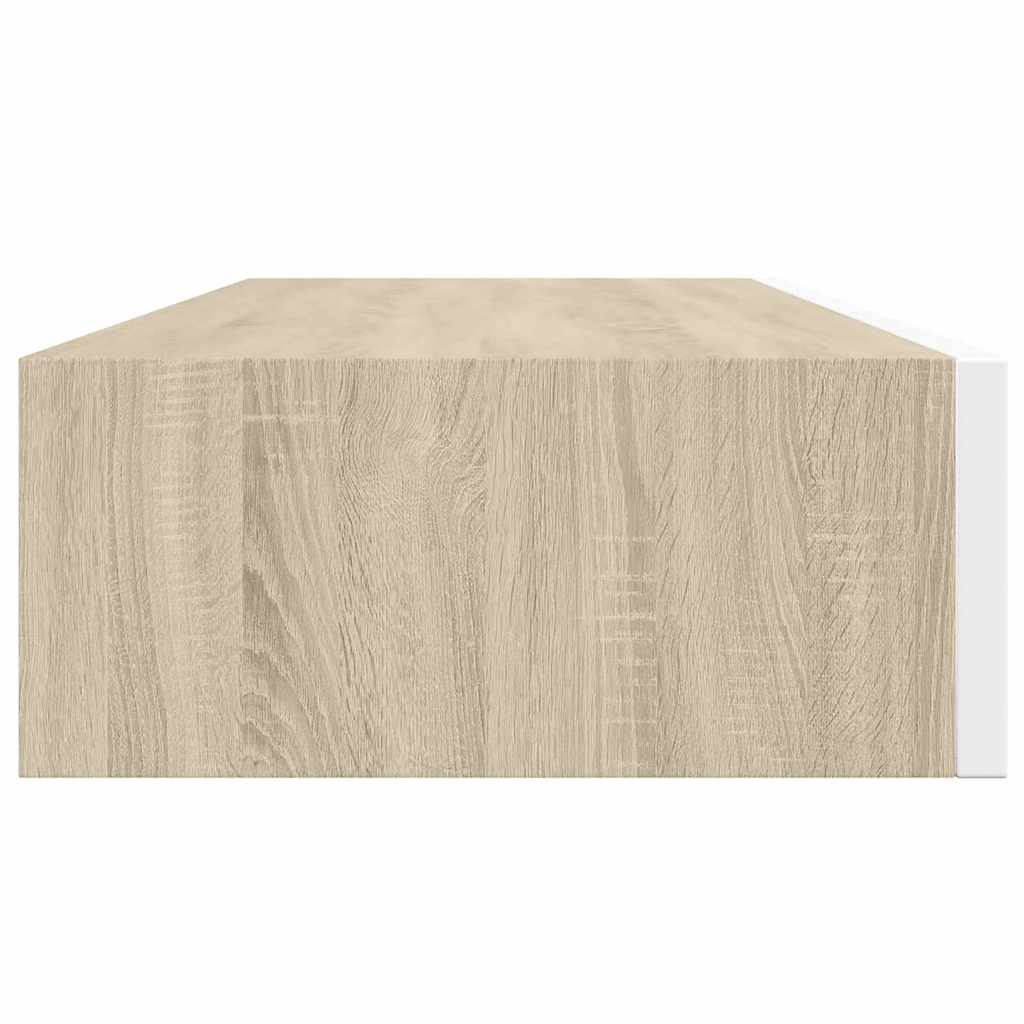 Wall Drawer Shelves 2 pcs Oak and White 60x23.5x10cm MDF