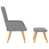 Relaxing Chair with a Stool Light Grey Fabric
