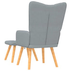 Relaxing Chair with a Stool Light Grey Fabric
