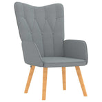 Relaxing Chair with a Stool Light Grey Fabric