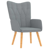 Relaxing Chair with a Stool Light Grey Fabric - 45-Degree Angle