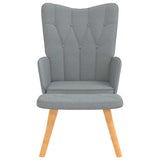 Relaxing Chair with a Stool Light Grey Fabric - Low Angle