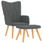 Relaxing Chair with a Stool Dark Grey Fabric