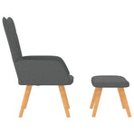 Relaxing Chair with a Stool Dark Grey Fabric