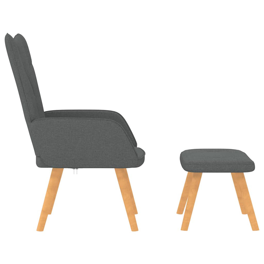Relaxing Chair with a Stool Dark Grey Fabric