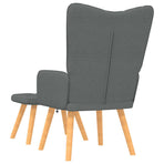 Relaxing Chair with a Stool Dark Grey Fabric