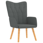 Relaxing Chair with a Stool Dark Grey Fabric