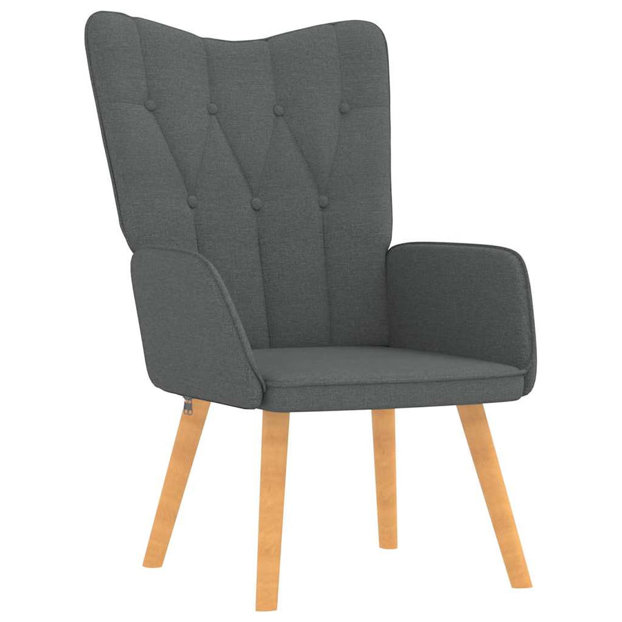 Relaxing Chair with a Stool Dark Grey Fabric