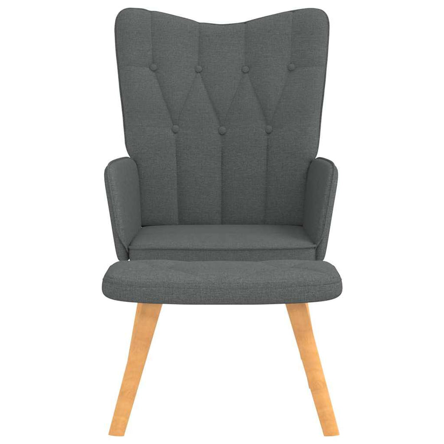 Relaxing Chair with a Stool Dark Grey Fabric