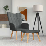 Relaxing Chair with a Stool Dark Grey Fabric