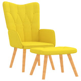 Relaxing Chair with a Stool Mustard Yellow Fabric - Front View