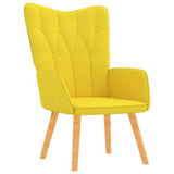 Relaxing Chair with a Stool Mustard Yellow Fabric - 45-Degree Angle