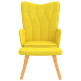 Relaxing Chair with a Stool Mustard Yellow Fabric - Low Angle