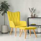 Relaxing Chair with a Stool Mustard Yellow Fabric