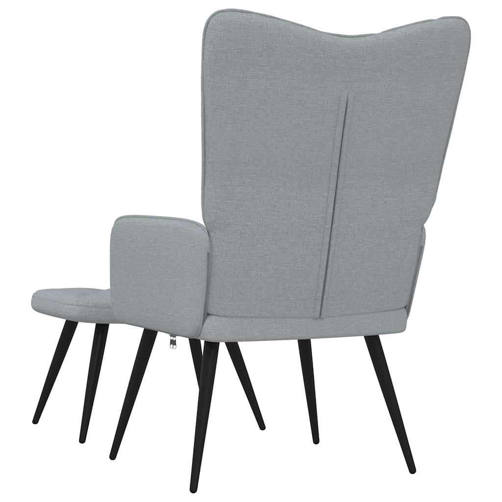 Relaxing Chair with a Stool Light Grey Fabric