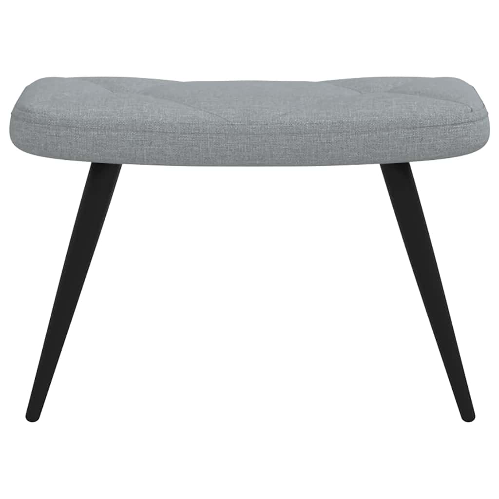 Relaxing Chair with a Stool Light Grey Fabric