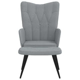 Relaxing Chair with a Stool Light Grey Fabric