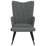 Relaxing Chair with a Stool Dark Grey Fabric - Low Angle