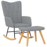 Rocking Chair with a Stool Light Grey Fabric