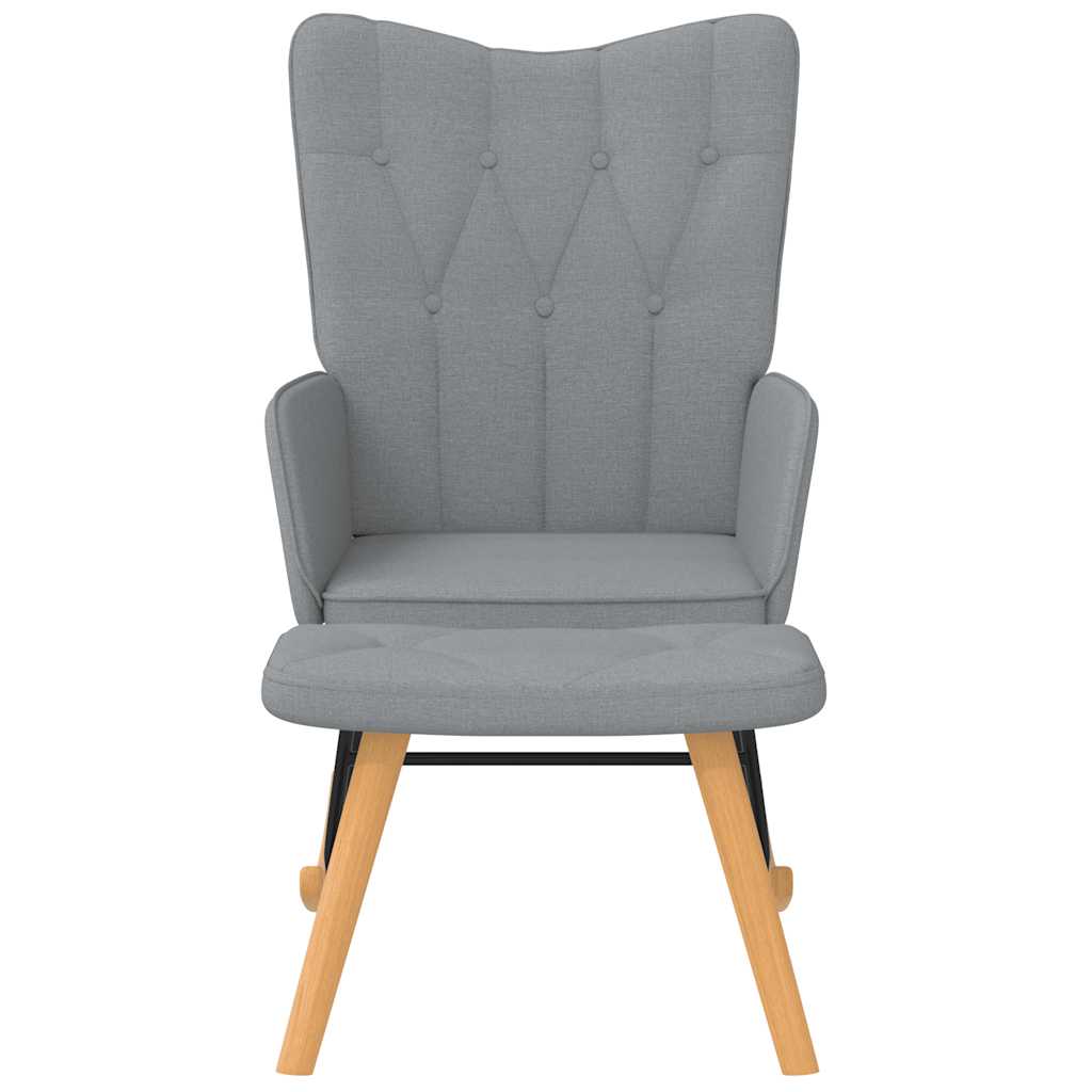 Rocking Chair with a Stool Light Grey Fabric
