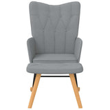Rocking Chair with a Stool Light Grey Fabric - Side View