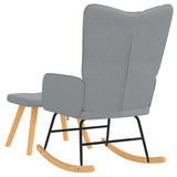 Rocking Chair with a Stool Light Grey Fabric