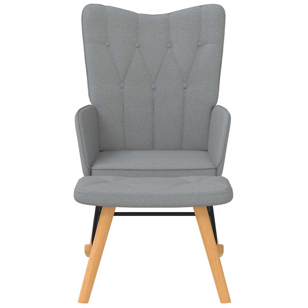 Rocking Chair with a Stool Light Grey Fabric